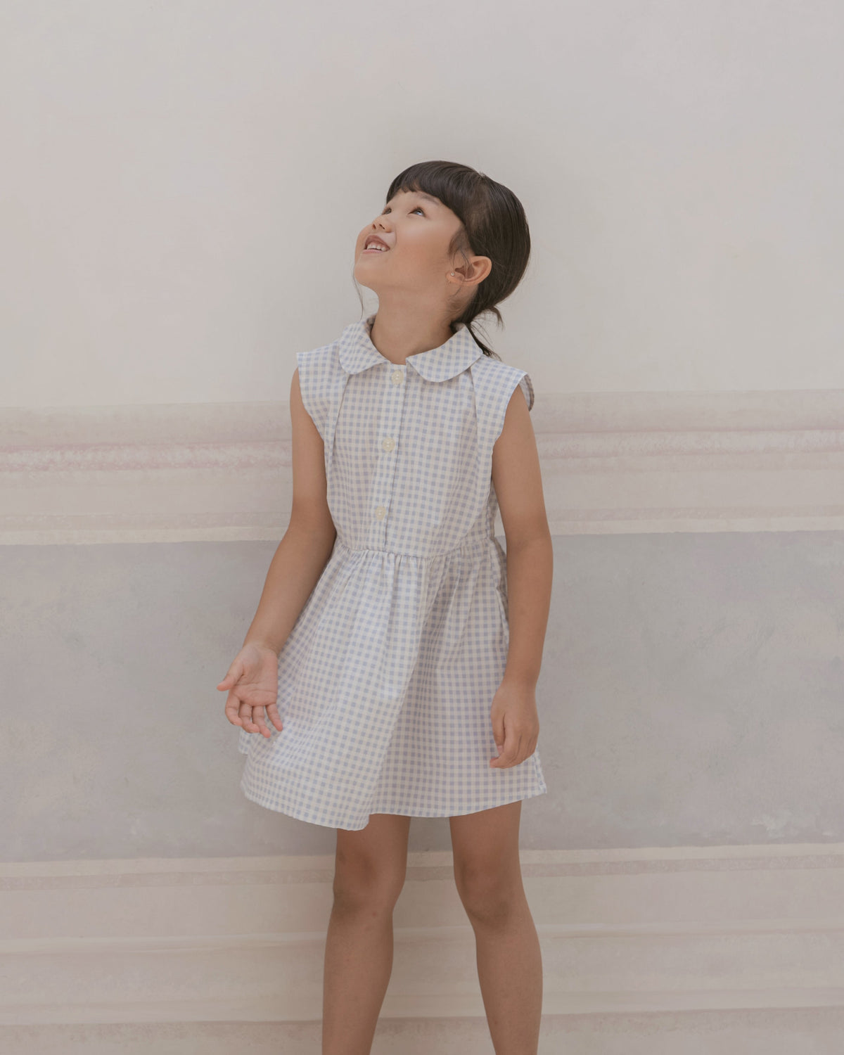 Girl's Penelope Dress in Cloud Gingham