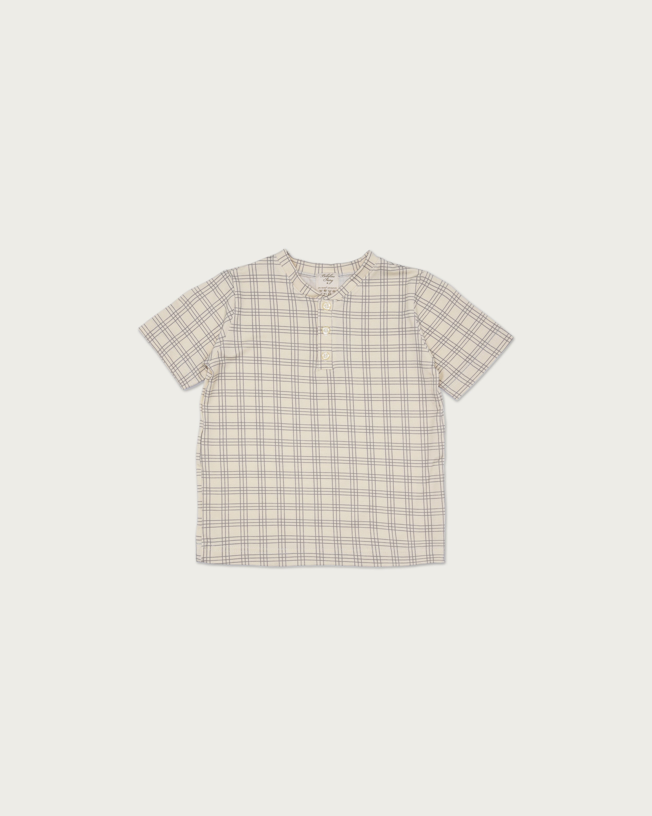 Kid's Leon Top in Gray Plaid