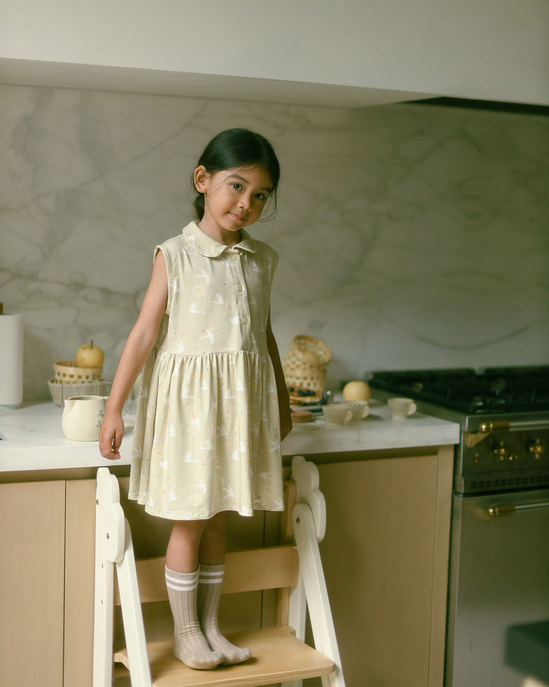 Girl's Penelope Dress in Two Drifters