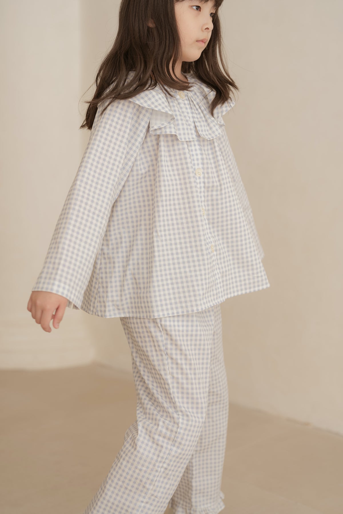 Girl's Tilly Set in Cloud Gingham