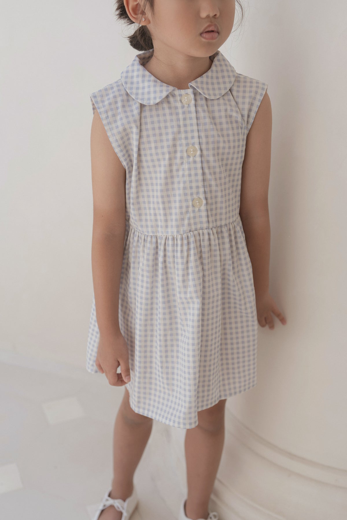 Girl's Penelope Dress in Cloud Gingham