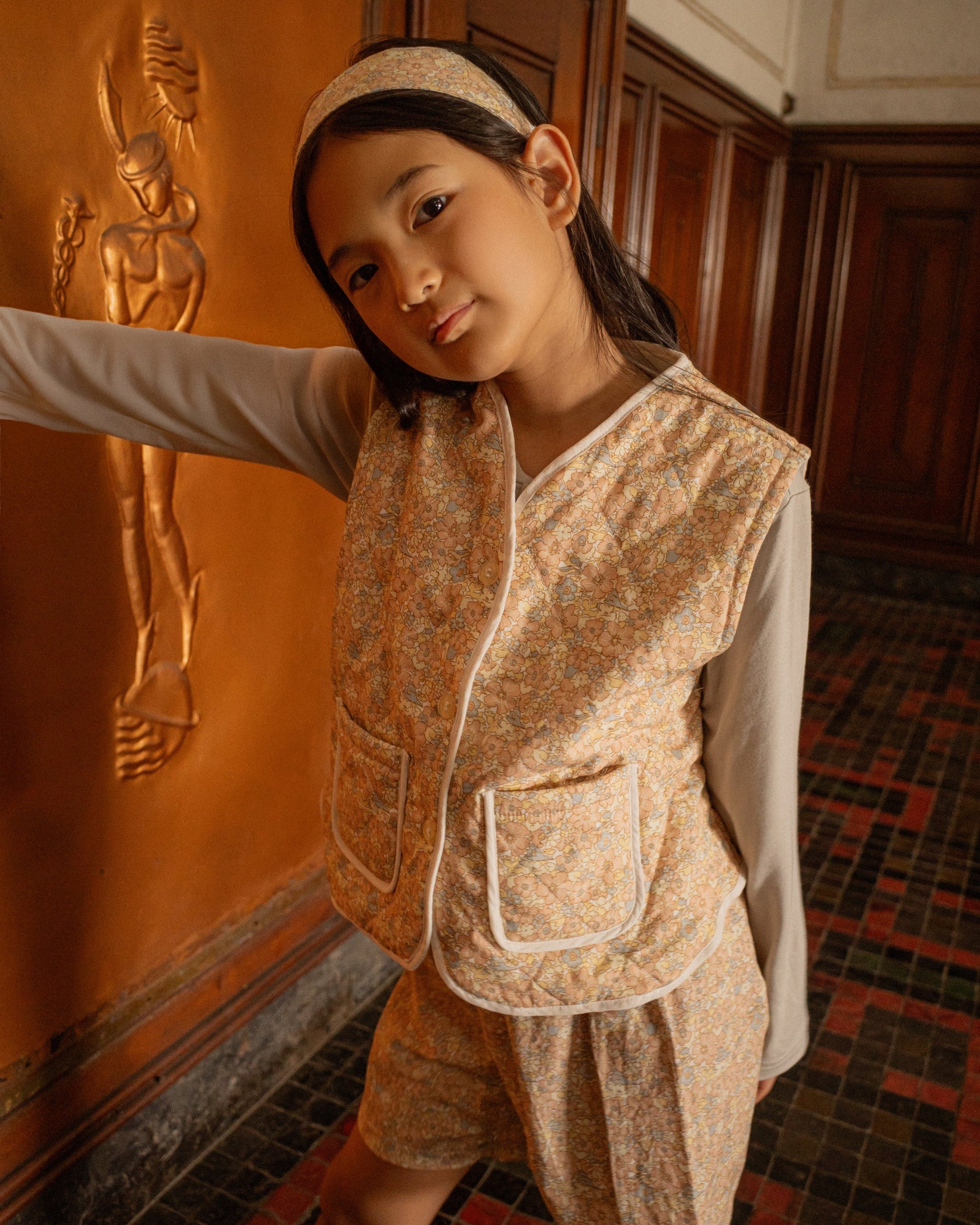 Kid's Quilted Vest in Rosy