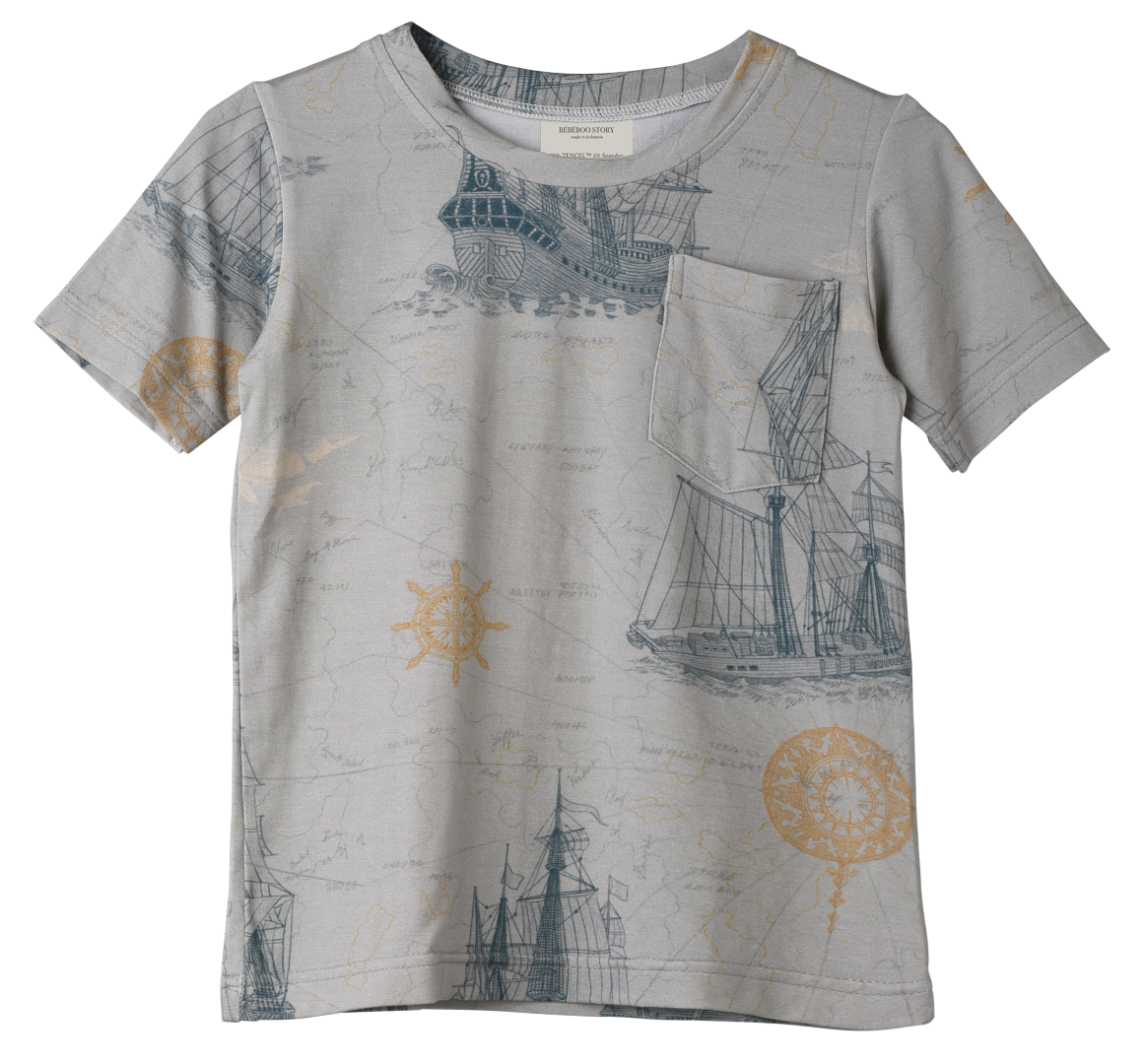 Kid's Boo Short Sleeve Top in Voyager's Map Jade