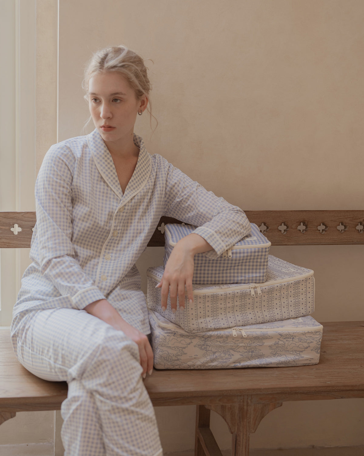 Woman's Classic Long Set in Cloud Gingham