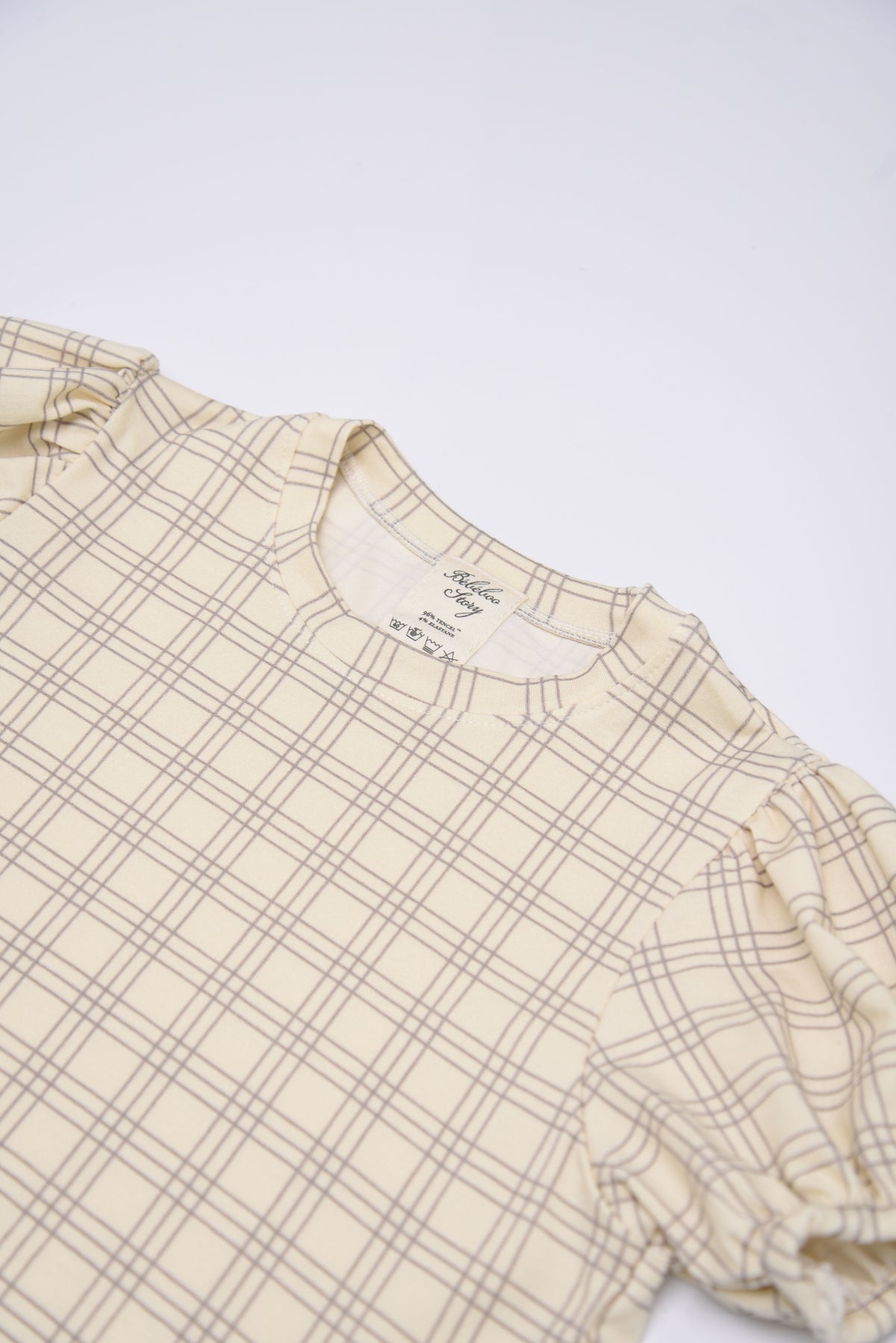 Girl's Anne Top in Gray Plaid