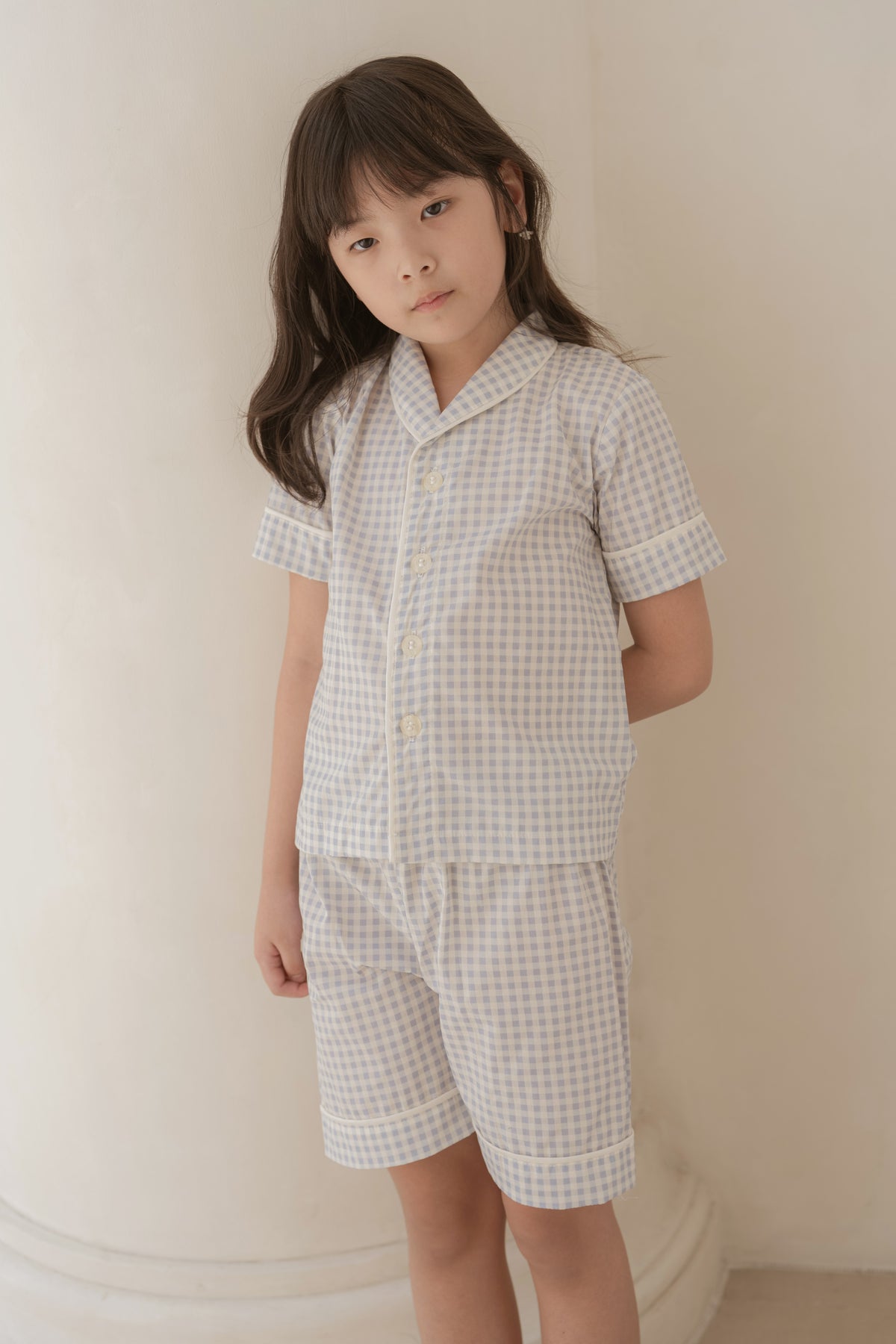 Kid's Classic Short Set in Cloud Gingham