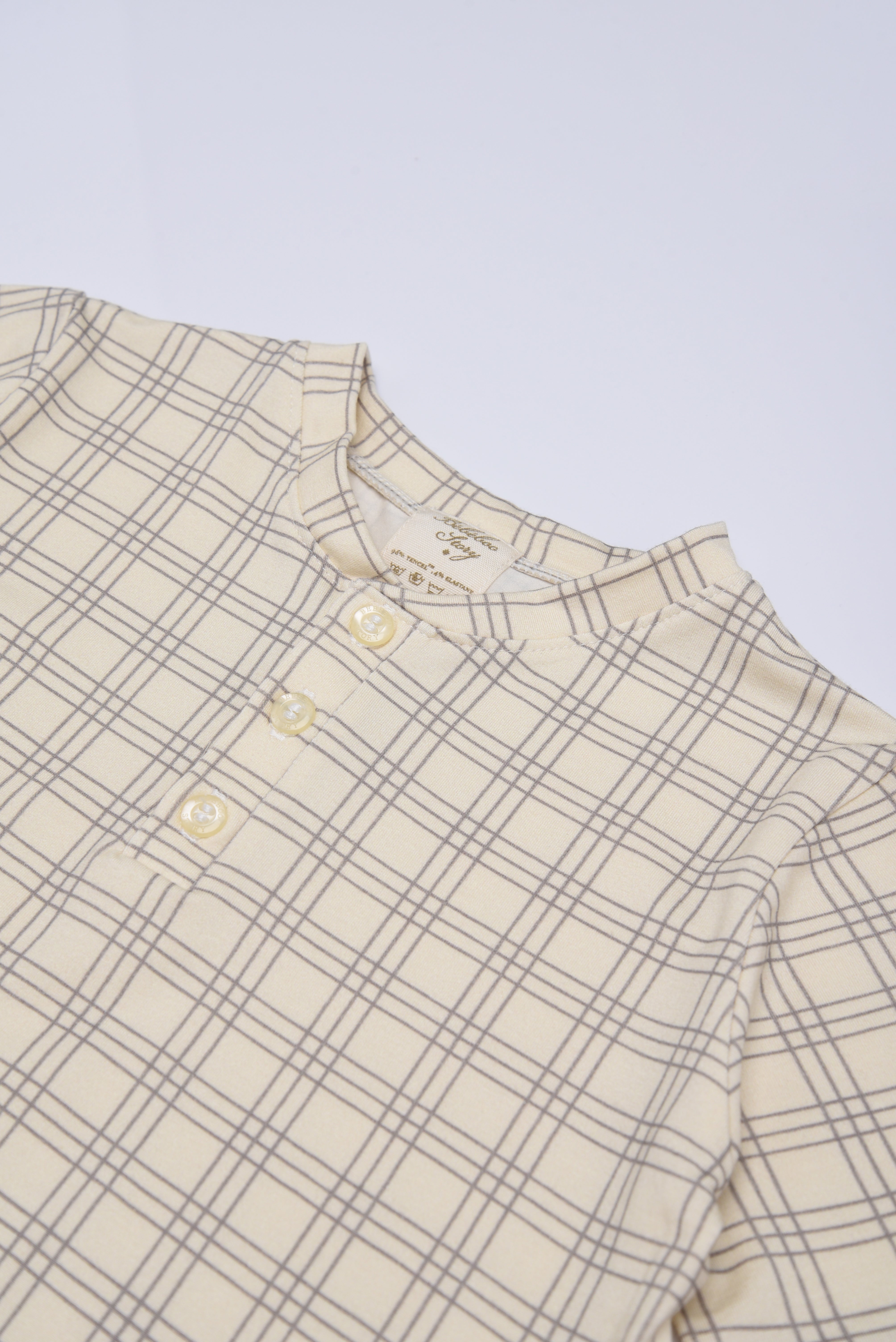 Kid's Leon Top in Gray Plaid