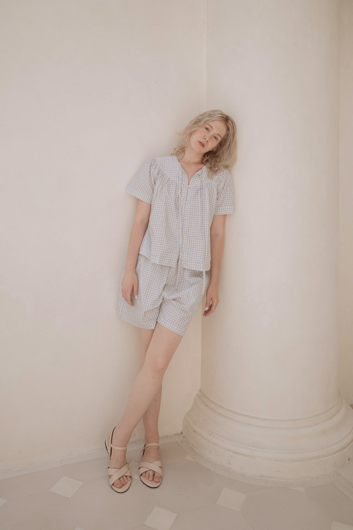 Woman's Summer Pants in Cloud Gingham
