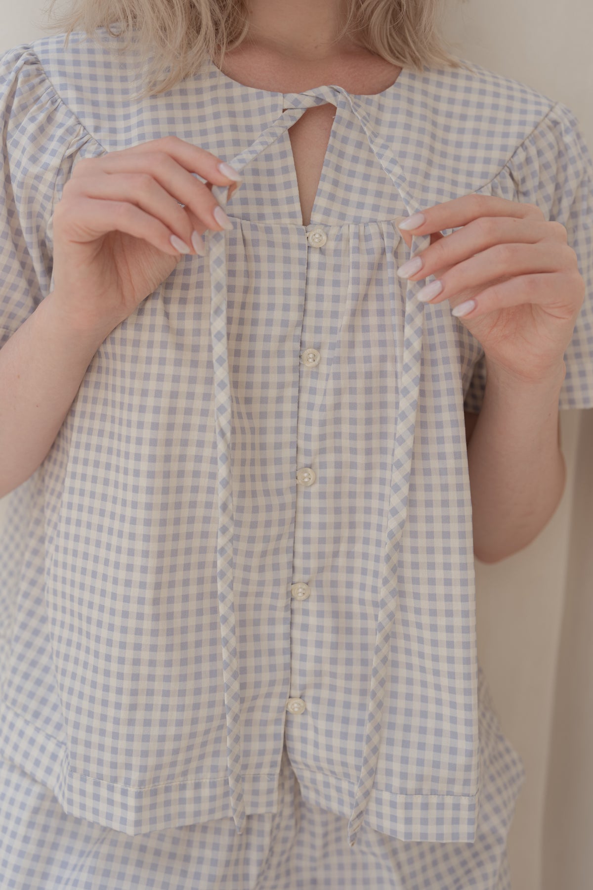 Woman's Poesie Top in Cloud Gingham