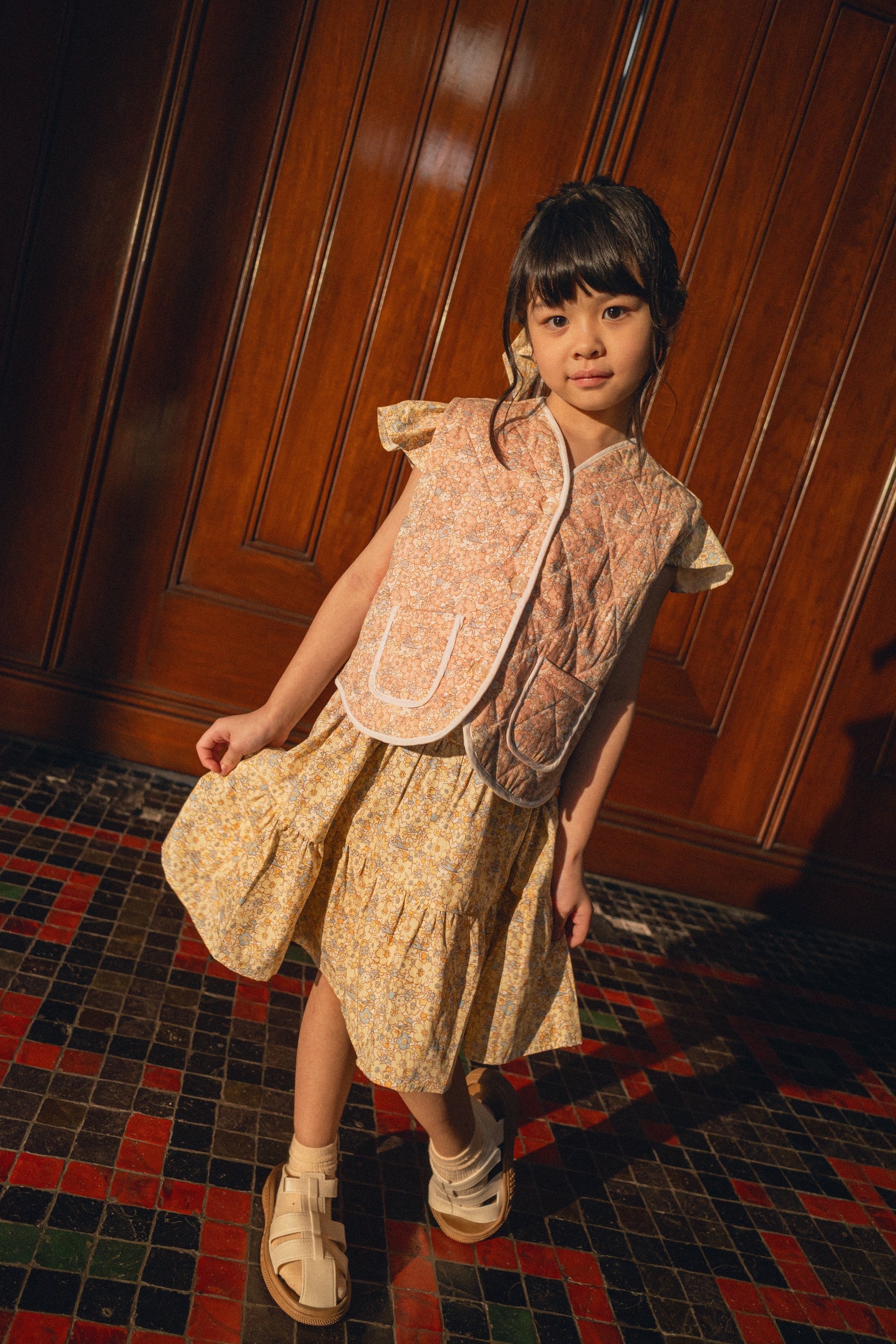 Girl's Ava Dress in Marigold