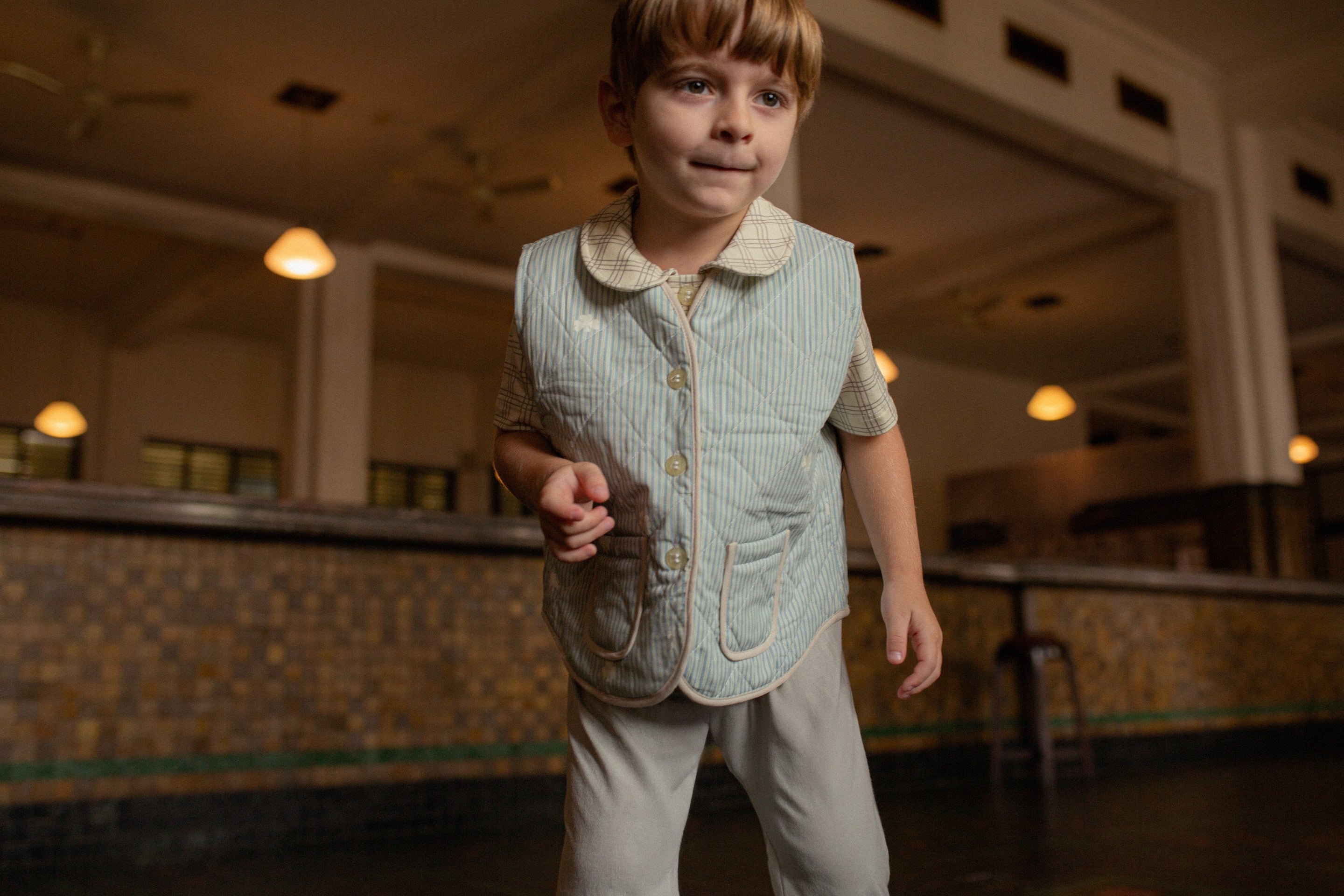 Boy's Ed Top in Gray Plaid