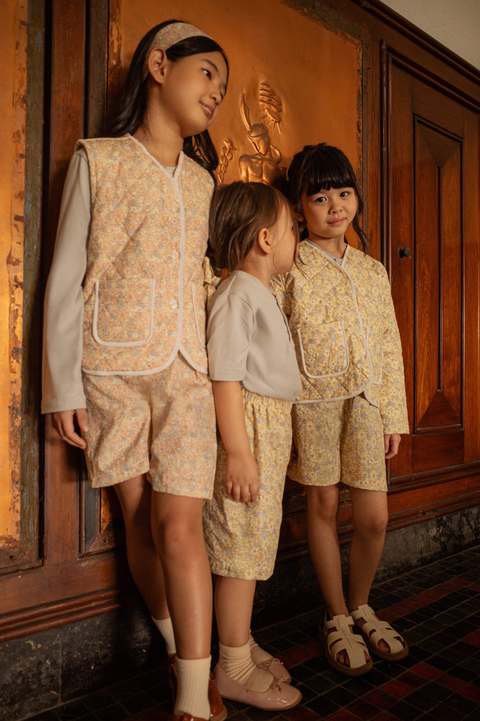 Kid's Quilted Jacket in Marigold