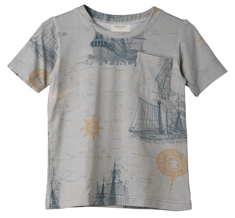 Kid's Boo Short Sleeve Top in Voyager's Map Jade