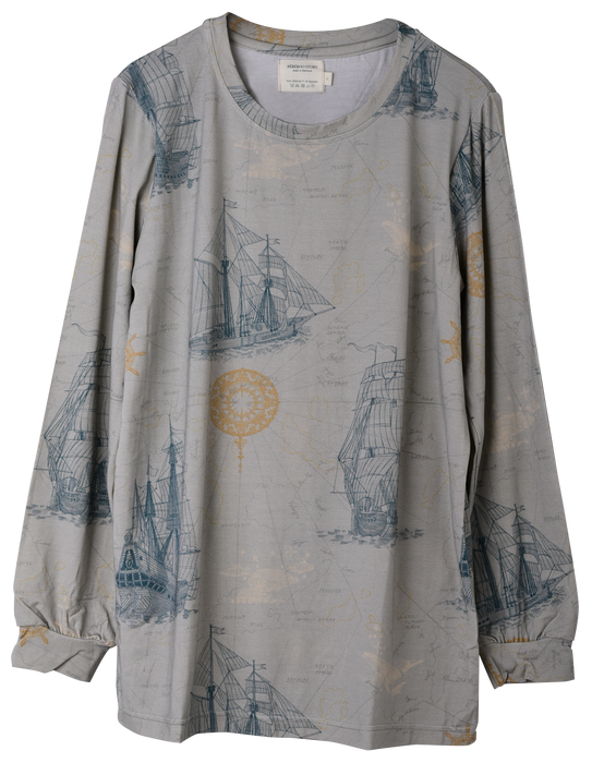 Unisex Boo Long Sleeve Top in Voyager's Map Jade