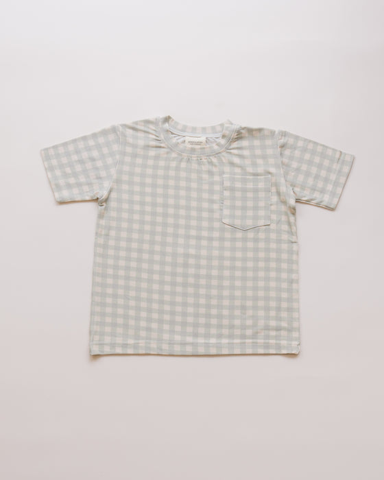 Kid's Boo Short Sleeve Top in Gingham Mint