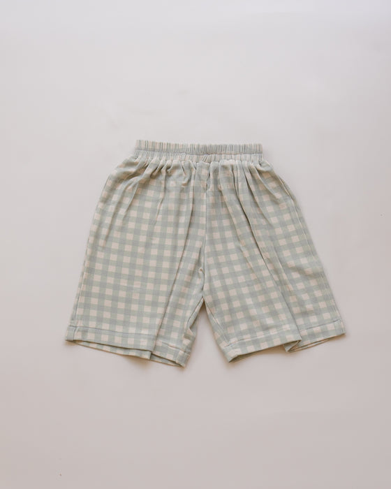 Kid's Boo Short Pants in Gingham Mint