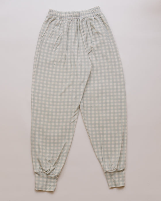 Woman's Boo Long Pants in Gingham Mint